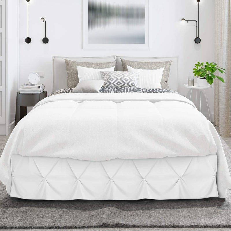 Nestl White Bed Skirt Full Size, Pinch Pleat Full Bed Skirt, 14" Inch Drop Full Bedskirt, Hotel Quality White Bed Skirts, Premium Microfiber Bedskirt for Full Bed, White Full Bed Skirt - Image 2